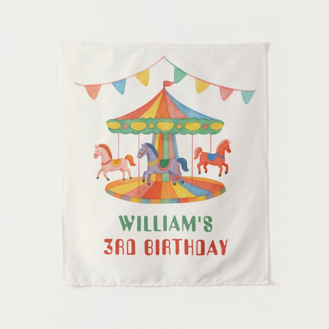 Tenture Anniversaire Carrousel Adorable (Devant)