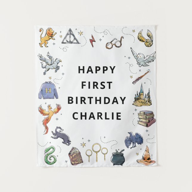 Tenture Anniversaire de l'icône Harry Potter (Devant)