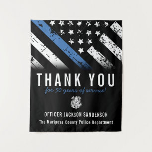 Tenture Anniversaire de l'officier Ligne bleue Police Retr
