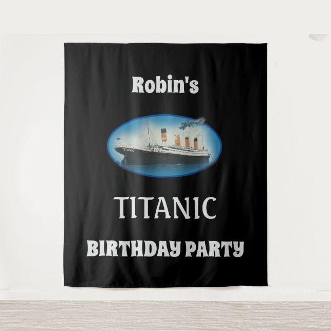 Tenture Anniversaire du Titanic Bateau Ligne Étoile Blanch (Devant)