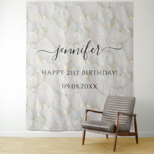 Tenture Anniversaire Élégant Glam Pastel Opale Pierre Préc