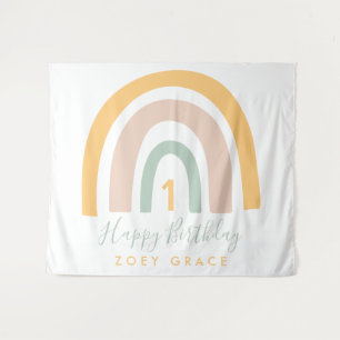 Tenture Anniversaire Moderne Fille Arc-en-Ciel Pastel