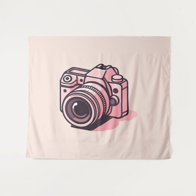 Tenture Appareil photo numérique reflex rose tendance pers (Devant (Horizontal))