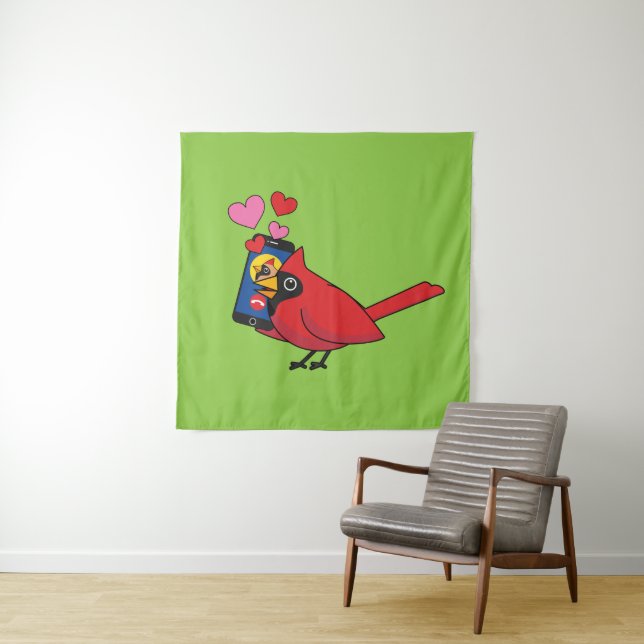 Tenture Appels d'accouplement Cardinal Bird Love (En situation)