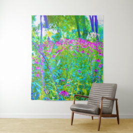Tenture Aqua Blue Impressionistic Garden Paysage