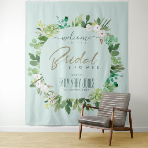 TENTURE AQUA FOLIAGE AQUARELLE DOUCEUR DE MARIAGE BIENVENU