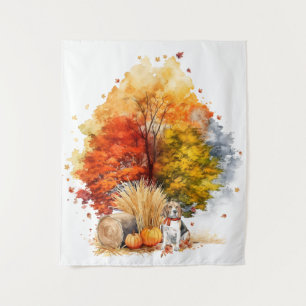 Tenture Aquarelle Automne Chien Design - Beagle