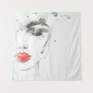 Tenture Aquarelle Beauté : Illustration de portrait fémini