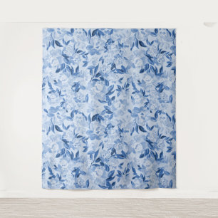 Tenture Aquarelle bleu foncé floral photo-rappel