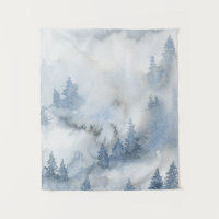 Aquarelle bleu foncé Forêt Abstraite