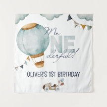Aquarelle Bleu Hot Air Balloon M. ONEderful Boy