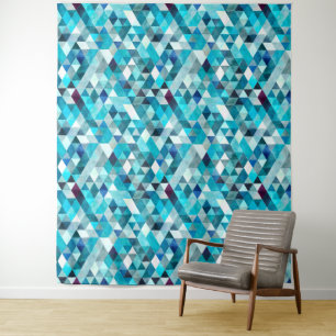 Tenture Aquarelle bleu moderne Triangle Motif Abstrait