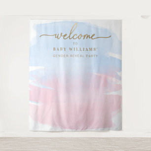 Tenture Aquarelle bleu rose Sexe Révéler fond