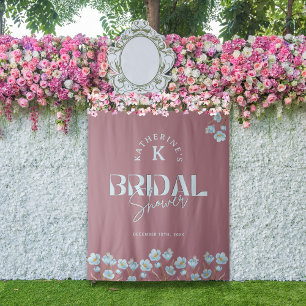 Tenture Aquarelle bleu vintage Fête des mariées florale