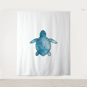 Tenture Aquarelle bleue de la tortue marine