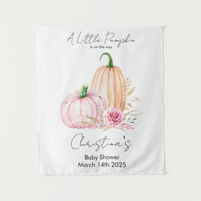Tenture Aquarelle Boho Citrouille Baby-shower (Devant)