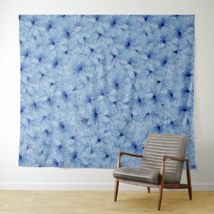 Tenture Aquarelle Bouquet de fleurs sauvages bleues