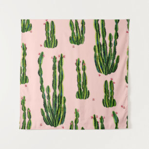 Tenture Aquarelle Cactus : Blossoming Seamless Motif