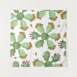 Tenture Aquarelle Cactus : Motif de jardin tropical.