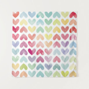 Tenture Aquarelle colorée incolore peint coeur patter