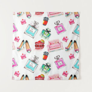 Tenture Aquarelle couleur couture glamor motif sur le whi