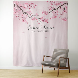 Tenture Aquarelle de cerisier en fleurs Noces de printemps