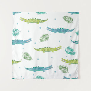 Tenture Aquarelle de crocodile : Motif Vintage d'alligator