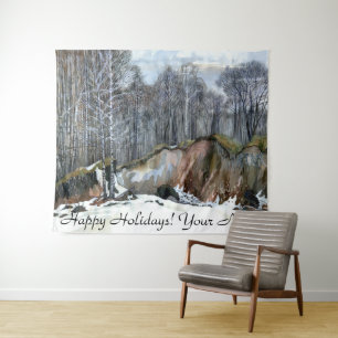 Tenture Aquarelle de peinture de ravin neigeux