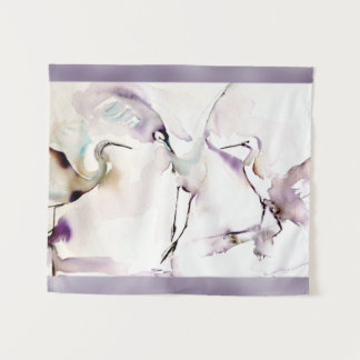 Tenture Aquarelle de "trois grues de danse"