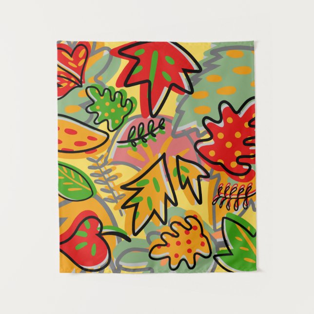 Tenture Aquarelle décorative colorée nature verdure (Devant)