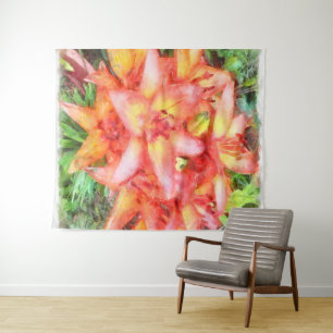 Tenture Aquarelle des Lys de couleur corail d'Helen