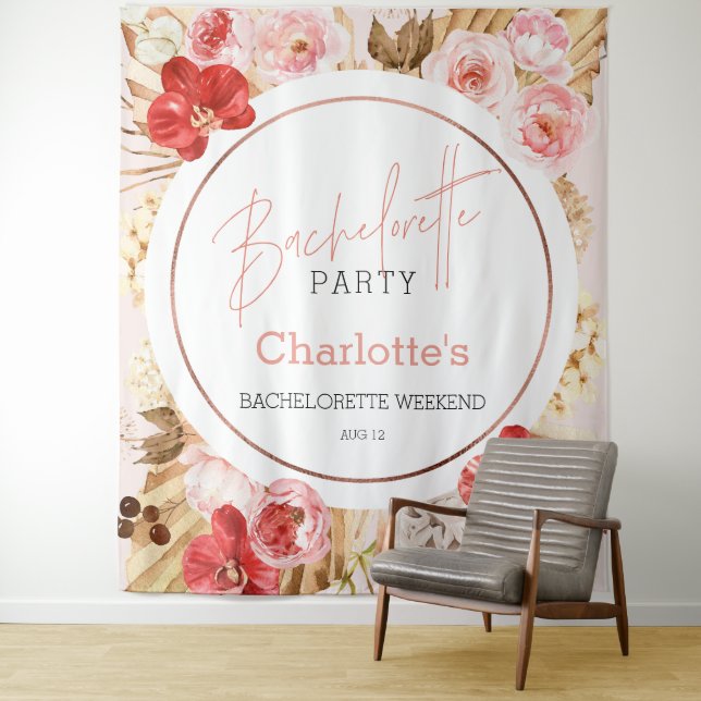 Tenture Aquarelle Florale Bachelorette (En situation)