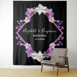 Tenture Aquarelle Florale Mariage Photo Booth fond
