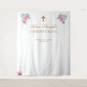 Tenture Aquarelle florale rose Apport photo Christening