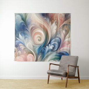 Tenture Aquarelle Imaginaire Floral Pastel Bleu & Crème