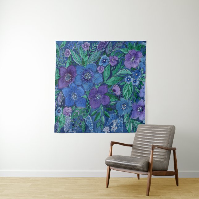 Tenture Aquarelle, jardin fleuri (En situation)