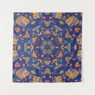 Tenture Aquarelle Kaleidoscope Mandala Oriental Design.