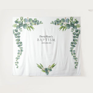 Tenture Aquarelle luxuriante Eucalyptus Bloom Baptême Prop