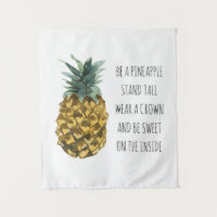 Aquarelle moderne ananas et citation amusante posi