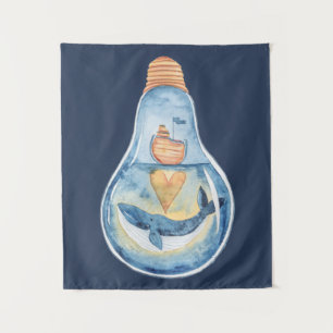 Tenture Aquarelle Océan scène dans Ampoule légère Bateau d