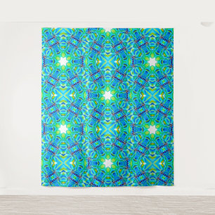 Tenture Aquarelle peinte à la main Géométrique Vert Abstra