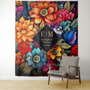 Tenture Aquarelle personnalisée Floral Fiesta Mariage