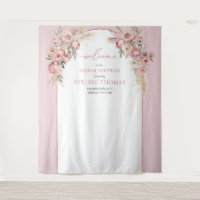 Aquarelle rose pâle fleurs boho Fête des mariées