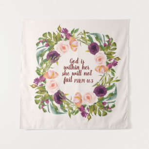 Tenture Aquarelle rose pourpre Floral Bible chrétienne