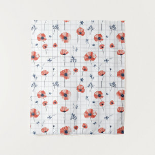 Tenture Aquarelle rouge Motif sur blanc