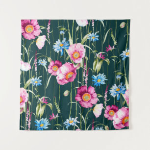 Tenture Aquarelle transparente motif avec fleur de pavot à