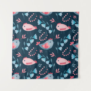 Tenture Aquarelle transparente motif de fleurs de poulets