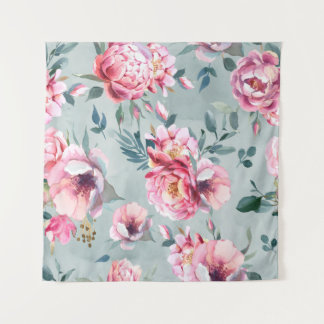 Tenture Aquarelle transparente motif de la pivoine et fleu