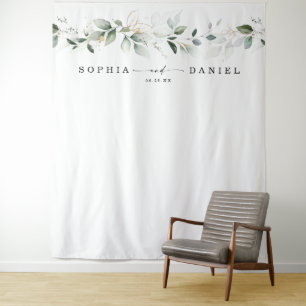 Tenture Aquarelle Vert Mariage Photo Prop fond