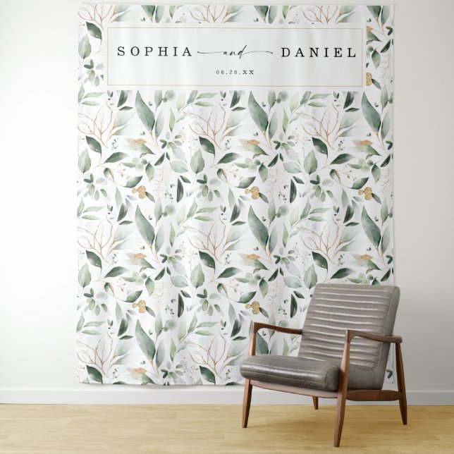 Tenture Aquarelle Vert Mariage Photo Prop fond (En situation)